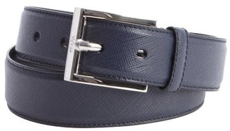 Prada navy saffiano leather square buckle belt