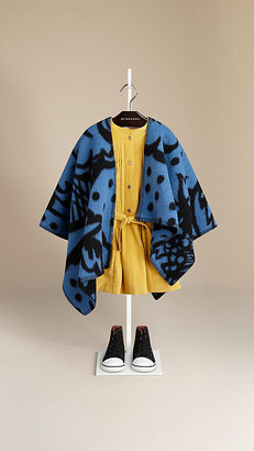 Burberry Thistle Motif Wool Cashmere Poncho