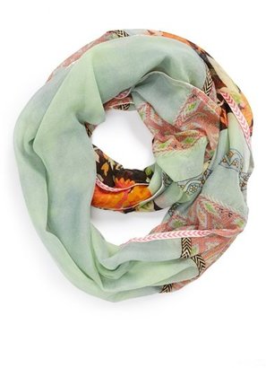 BP Mixed Print Embroidered Patchwork Infinity Scarf (Juniors)