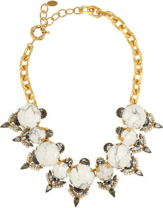 Elizabeth Cole Gold-plated, howlite and Swarovski crystal necklace