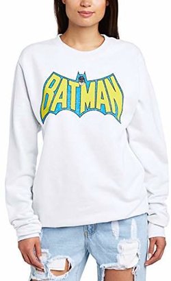 DC Comics Women's Official Batman Retro Logo Crackle Crew Neck Long Sleeve Sweatshirt,(Manufacturer Size:Small)