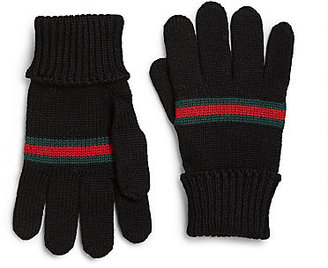 Gucci Toddler's & Kid's Knit Wool Signature Web Mittens