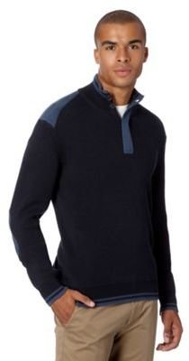 Ben Sherman Big and tall navy ribbed knit funnel neck jumper