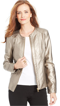Charter Club Quilted Faux-Leather Jacket