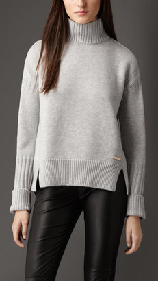 Burberry Funnel Neck Wool Cashmere Sweater