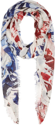 Alexander McQueen Red & Blue Ripped Union Jack Scarf