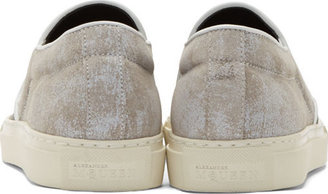 Alexander McQueen Grey Eriscreen Skull Slip-On Shoes