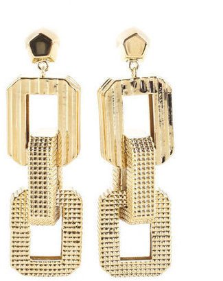 Eddie Borgo NIB Gold Tone Textured Chain Medium Supra Link Drop Earrings $275