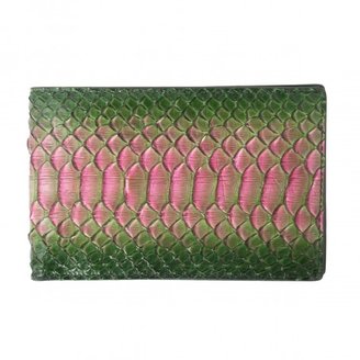 Raf Simons Leather Printed Bi-Fold Wallet Green/Pink