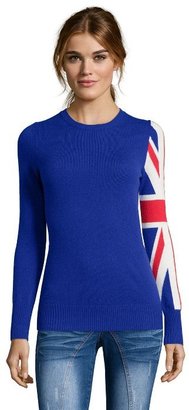 C3 Collection blue and red cashmere 'Union Jack' crewneck sweater
