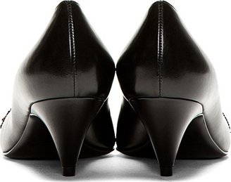 Saint Laurent Black Leather Sequin Lips Kitten Heels