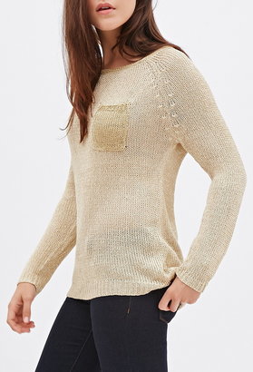 Forever 21 Longline Metallic Thread Sweater