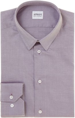 Armani Collezioni Men's Purple Twill Slim Fit Shirt