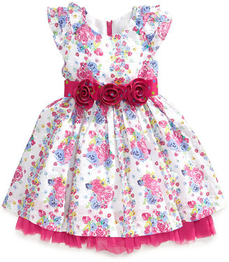 Nannette Little Girls' Swiss-Dot Floral Dress
