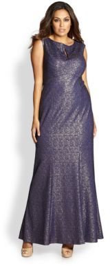 Kay Unger Kay Unger, Sizes 14-24 Metallic Lace Gown