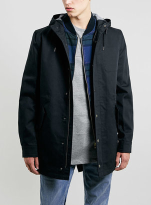 Topman Navy Chambray Lined Hooded Parka