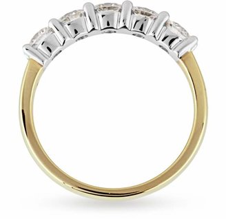 1.00 Total Carat Weight Brilliant Cut Diamond 5 Stone Ring In 18 Carat Yellow Gold