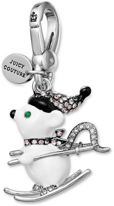 Juicy Couture Silver-Tone Pave Crystal Skiing Mouse Charm