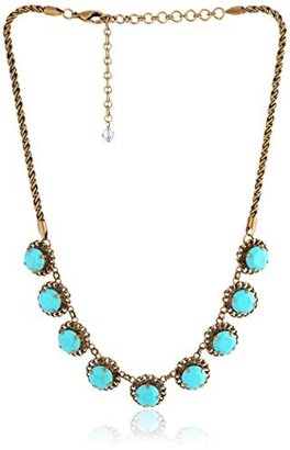 Sorrelli Azure Allure" Connected Crystal Antique Gold-Tone Necklace