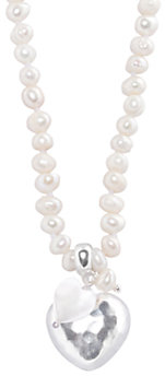 Joma Emily White Pearl Silver Heart Necklace