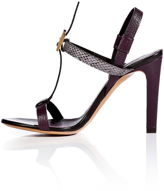 Chloé Leather/Snakeskin Buckle Front Sandals