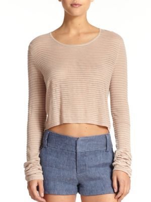Alice + Olivia Cropped Cashmere-Blend Fine-Knit Sweater