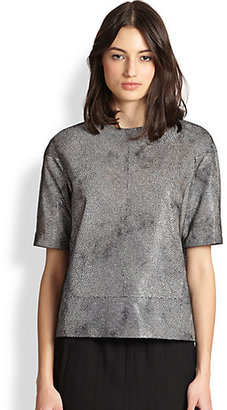Speckle-Print Leather Top