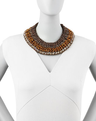 Nakamol Beaded Crystal Collar Necklace, Bronze/Gray Multi