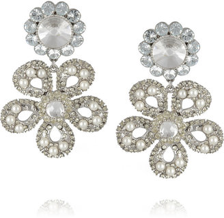 Miu Miu Silver-plated, Swarovski pearl and crystal clip earrings