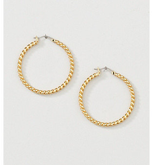 Lauren Ralph Lauren Twisted Metal Click Hoop Shiny Goldtone Earrings