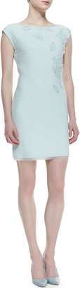 Elie Tahari Logan Cap-Sleeve Applique Dress