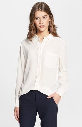 Vince Mixed Media Button Up Blouse
