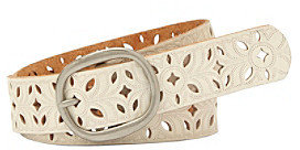 Fossil Off White Floral Perforated Strap Belt