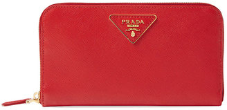 Prada Saffiano Leather Zip Around Long Wallet