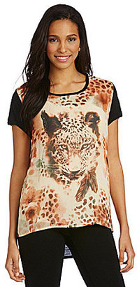 Vince Camuto Watercolor Leopard Graphic Tee