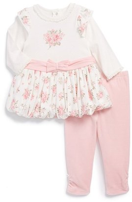 Little Me 'Bouquet' Dress & Leggings (Baby Girls)