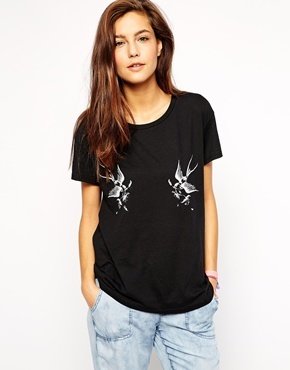 Illustrated People Chaos Cap Sleeve T-Shirt - Black