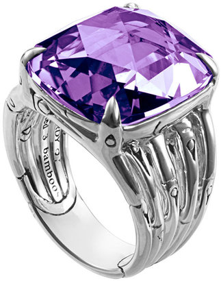 John Hardy Bamboo Silver Ring with Octagon Amethyst