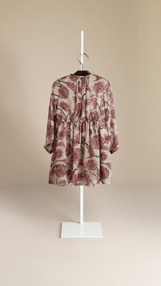 Burberry Floral Print Silk Georgette Dress