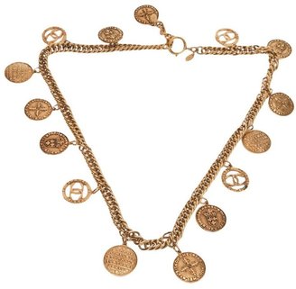 Chanel Vintage logo coin charm necklace