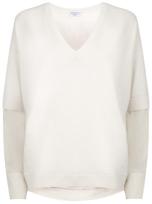 Brunello Cucinelli Silk Sleeve Cashmere Sweater
