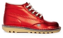 Kickers Metallic Red Leather Boots - Red