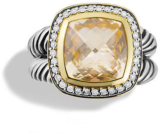 David Yurman Albion Ring with Champagne Citrine and Diamonds with Gold