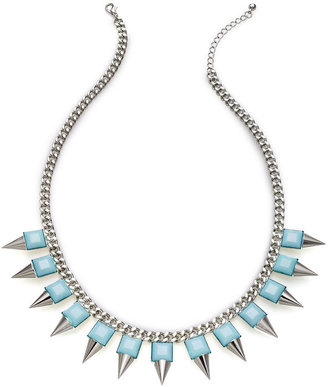 Bar III Necklace, Silver-Tone Blue Square Stone Spike Necklace