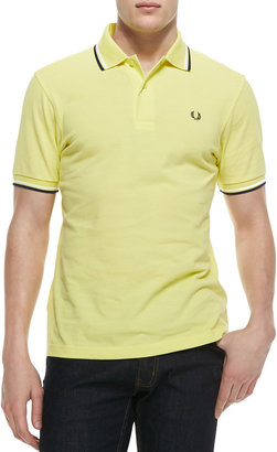 Fred Perry Tipped Polo Shirt, Limelight/Navy/White