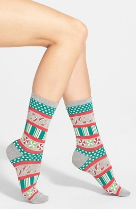 Hot Sox 'Peppermint Stripes & Dots' Crew Socks