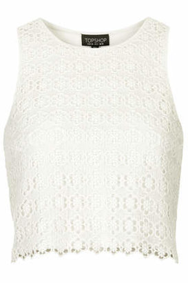 Topshop Womens Crochet Shell Top - Cream