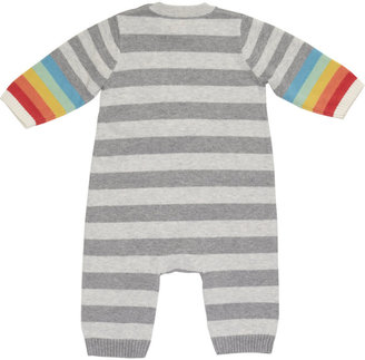 Bonnie Baby Striped Coverall with Rainbow Trim