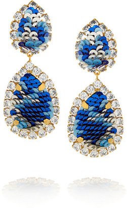 Shourouk Montana gold-plated, Swarovski crystal and sequin clip earrings