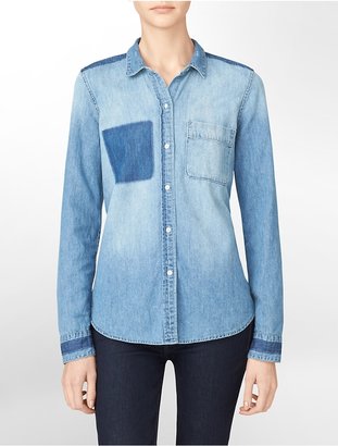 Calvin Klein Jeans Detailed Long Sleeve Denim Shirt